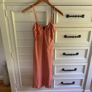 Vici (Fore) Coral Peach Ribbed Cotten Dress